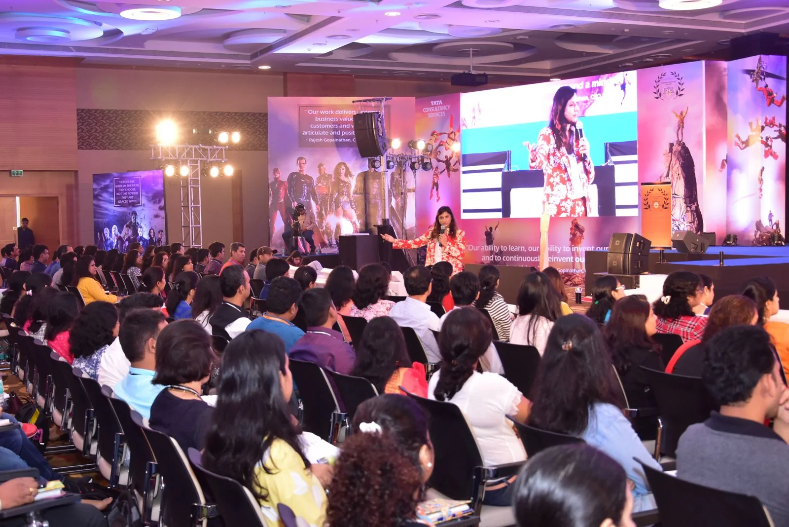 Nidhi Raina speaking to an audience during the My Story Session